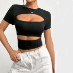 Women's Sexy T Shirt Pullover Short Solid Color