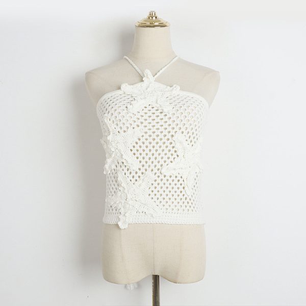 Women's Handmade Crochet Five Pointed Star Niche Knitted Hollow Out Cutout Top
