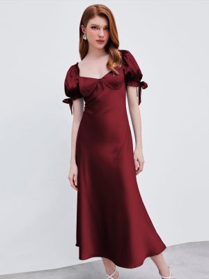 Women's Fishtail Party Satin Satin Red Dress