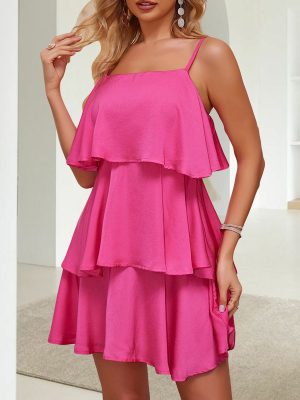 Women's Summer Sling Dress Women Clothing Sweet Tiered Dress