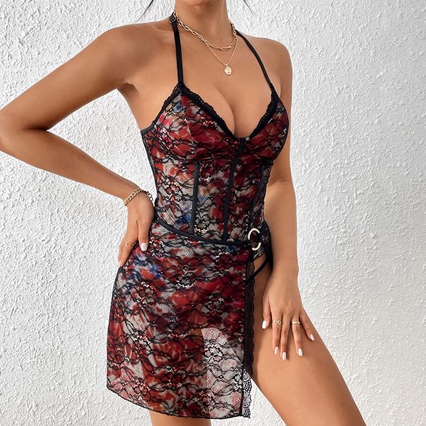 Women's Sexy Dress Printed Sexy Backless   Corset Split Dress