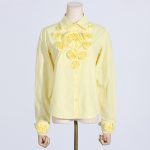 Women's Floral Long Sleeve Loose Single Breasted Solid Color Casual Shirt