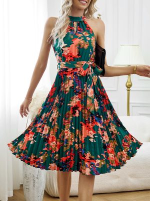 Women's Spring Summer Women Wear Printed High Waist Dress