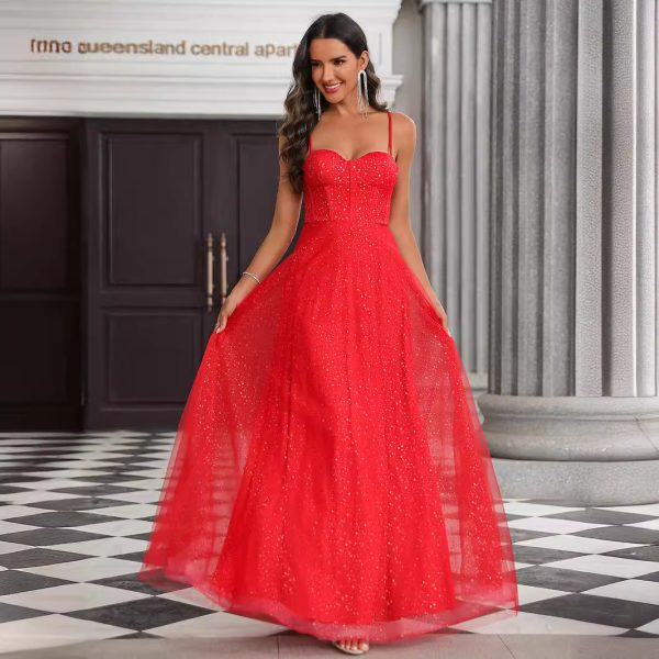 Women's Sky Decoration Elegant Mesh Maxi Dress