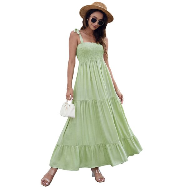 Women's Strap Tube Top Strap Casual Large Swing Maxi Dress Sundress