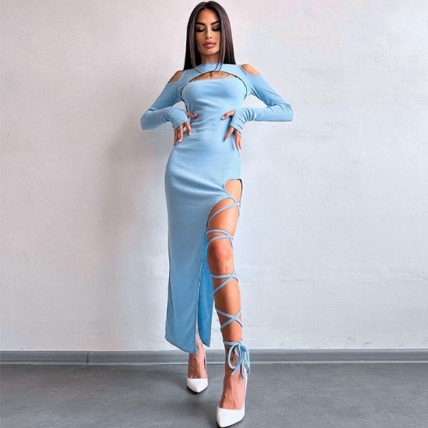 Women's Long Sleeve Hollow Out Cutout Dress