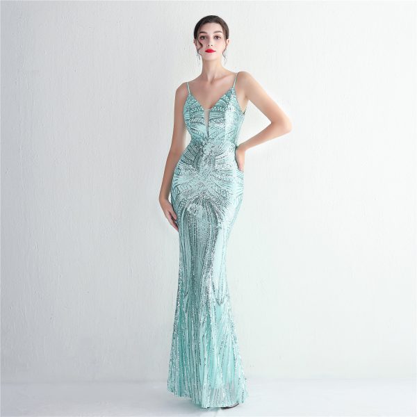 Women's Sequined Dress Long Banquet Slim Fit Evening Dress Elegant