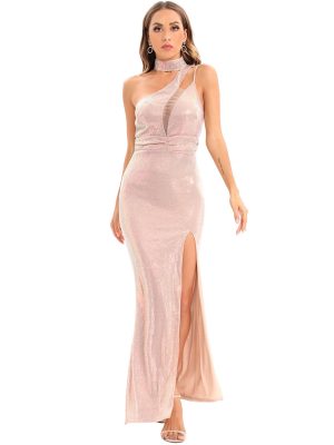 Women's Backless Mesh Stitching  Dress Dress Party Evening Dress