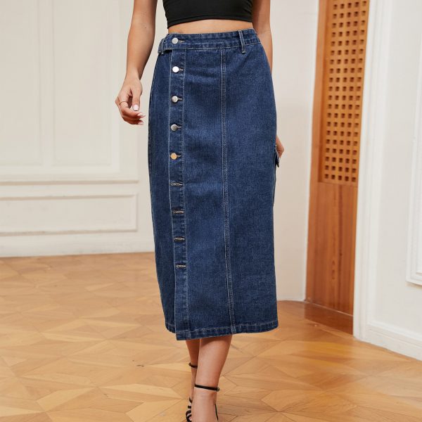 Women's Sexy Semi Elastic Denim Cargo Pants Casual Skirt Women