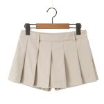 Women's Summer Two Color Pleated Pant skirt Solid Color Shorts