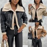 Women's Coat Lamb Wool Short Coat Zipper Machine Car Jacket Women