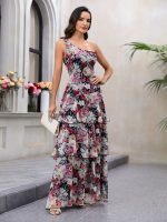 Women's Clothing Diagonal Slit Maxi Dress Elegant Dress