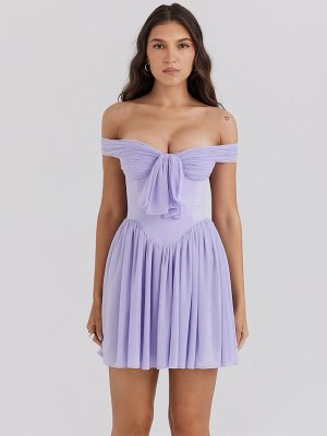 Women's Top Dress Women Purple Short Dress