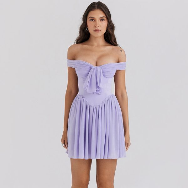 Women's Top Dress Women Purple Short Dress