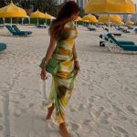 Women's Sleeveless round Neck Sheath Split Dress Beach Vacation Trendy Women