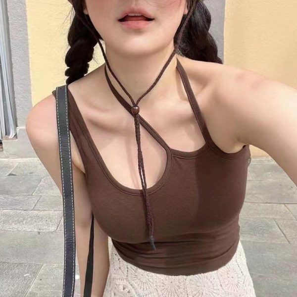 Women's  Clothing Summer Sexy Irregular Asymmetric Sling Oblique Shoulder Strap Vest Top