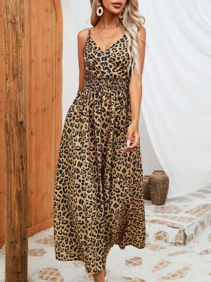 Women's Summer Leopard Print Sling Group Dress