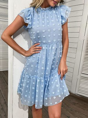 Women's Arrival Summer   Blue Loose-Fitting Jacquard Dress