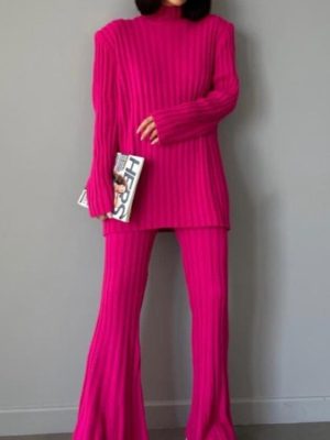 Women's  Sweater Pants Woolen Two Piece Set