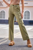 Women's Clothing Casual Loose Multi Pocket Straight  Trousers