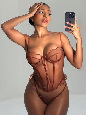 Women's Sexy Low Cut Sling Vest See Through Briefs Sexy Suit