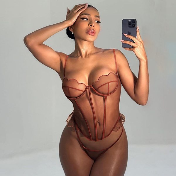 Women's Sexy Low Cut Sling Vest See Through Briefs Sexy Suit