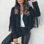 Women's Clothing Elegant Collared Tassel Short Coat for Women Autumn Winter