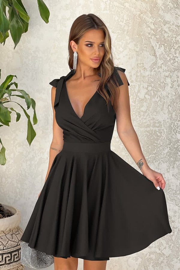 Women's Clothing Summer Solid Color V Neck High Waist Dress