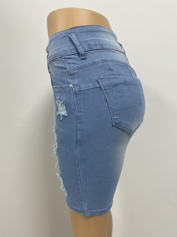 Women's  Waist Ripped Jeans Women Elastic Slimming Slim Fit Butt Lift