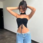 Women's Chest Pleated Drawstring Tube Top Cool Summer Women Top