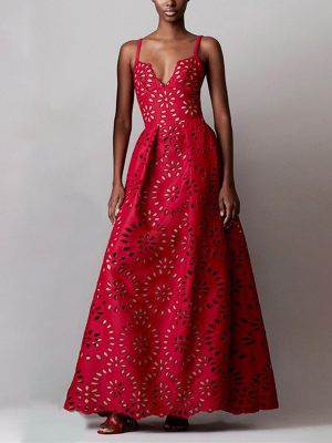 Women's  Design Embroidered Crocheted Maxi Dress Women