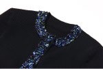 Women's T shirt Neck Bead Knitwear T shirt for Women