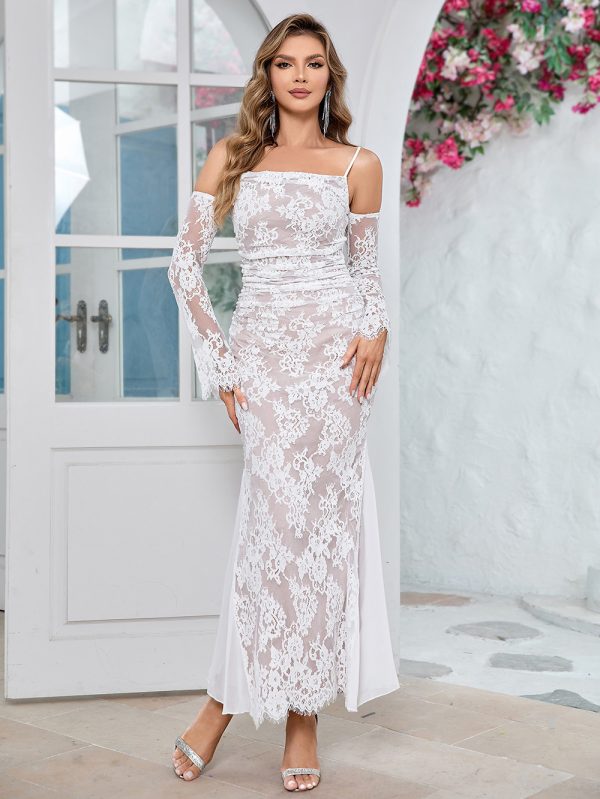 Women's Simple Sexy Off The Shoulder Bandeau Sling Lace Dress