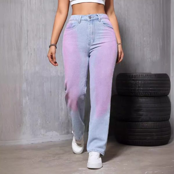 Women's Dyed Straight Jeans Small Loose Slimming All Matching Casual Pants