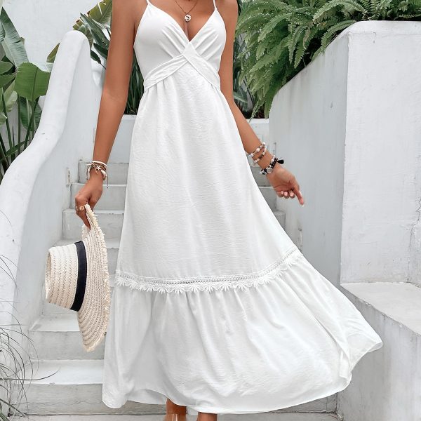 Women's White Vacation Dress Loose