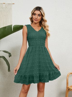 Women's Loose V Neck Sexy Sleeveless Dress