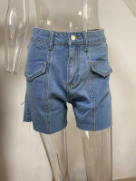 Women's  Summer Casual Solid Color Washed High Waist Denim Shorts