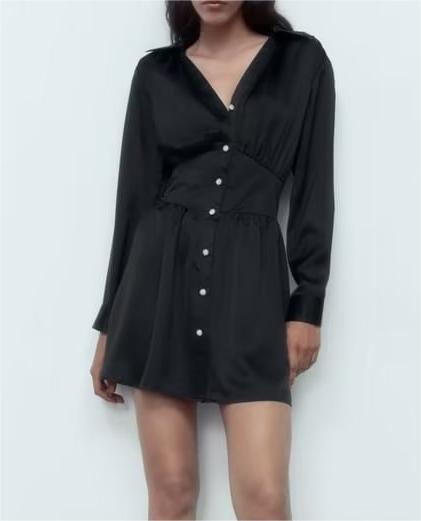 Women's Sleeve Jewelry Fastener Decoration Shirt Dress