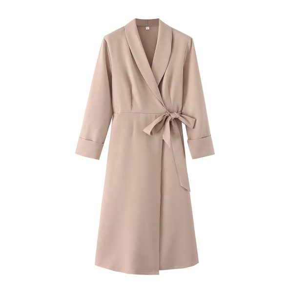 Women's Clothing Solid Color Collar Long Sleeve Dress