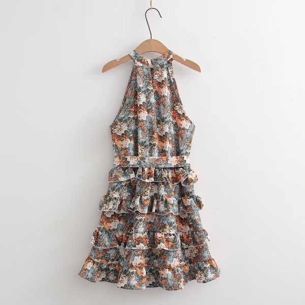 Women's Vacation Ruffled Laminated Dress