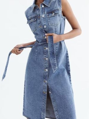 Women's Spring Slim Slimming Sleeveless Denim Dress for Women