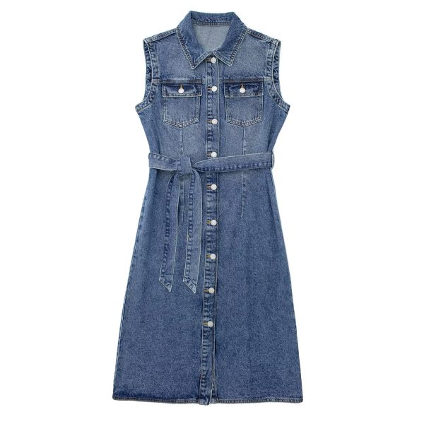 Women's Spring Slim Slimming Sleeveless Denim Dress for Women