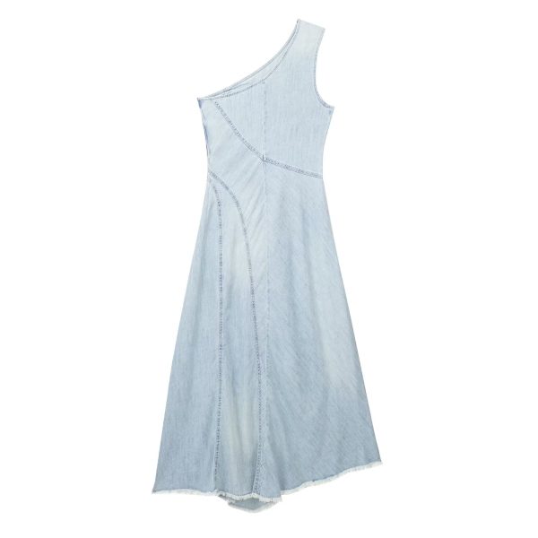 Women's Washed Denim Long Sleeveless Dress