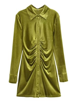 Women's  Slim Fit Slimming Long Sleeve Pleated Shirt Dress