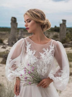 Women's Mesh Embroidery Dress Wedding Dress