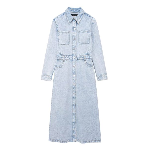 Women's  Casual Denim Midi Dress