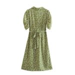 Women's Vintage Suit Collar Floral Tea Dress Waist Slimming Mature Elegant Dress