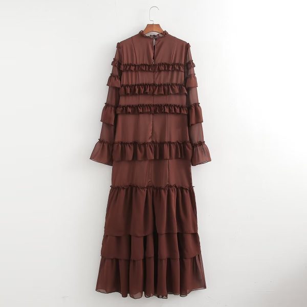 Women's Clothing Casual Simple Multi Layer Ruffled Dress Maxi Dress