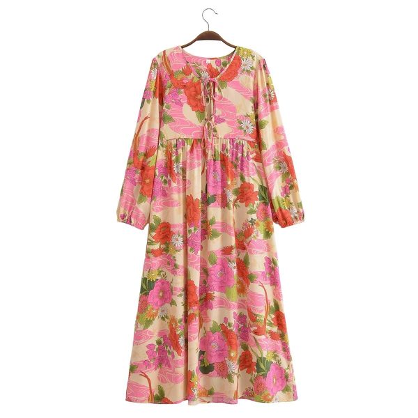 Women's Spring Rayon Floral Sling A Line Dress