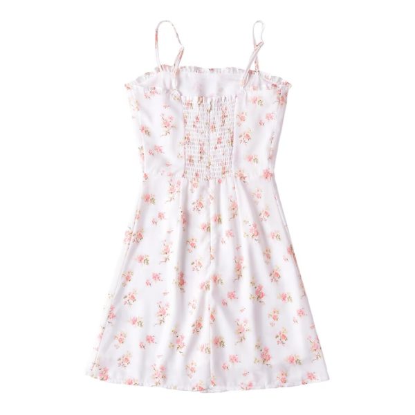 Women's Floral Slip Dress Dress Women Wooden Ear Slim Fit Slimming A line Mini Dress